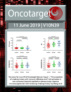 Journal Cover for Oncotarget V10N39